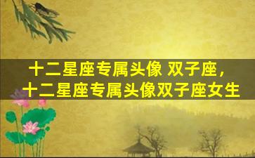 十二星座专属头像 双子座，十二星座专属头像双子座女生
